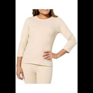 Joy Collection Women's Luxe Performance Crew Neck Top Almond - Regular